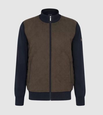 Donkerblauwe cardigan met daim geruite stof vooraan Bugatti