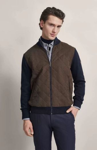 Donkerblauwe cardigan met daim geruite stof vooraan Bugatti