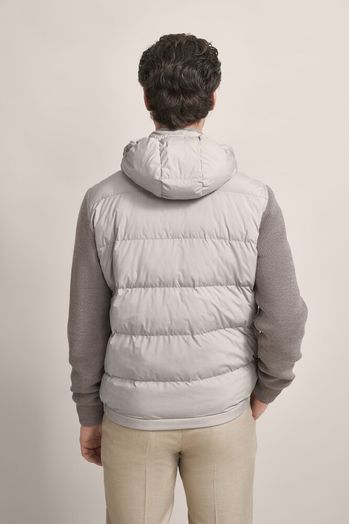 Greige kleurige jas met sweater mouwen en kap Bugatti