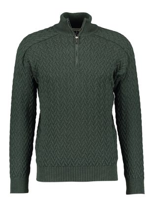 Phil Petter Donkergroene wollen gebreide pull met korte rits
