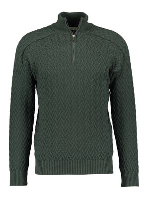 Donkergroene wollen gebreide pull met korte rits Phil Petter