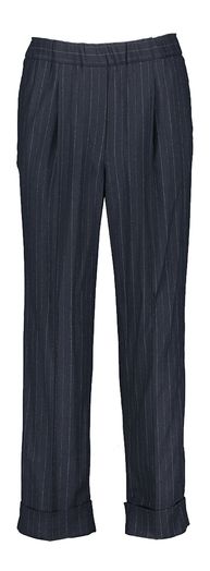 Midnight blauwe wollen gestreepte broek Zenggi