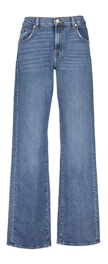 Blauwe jeansbroek hoge taille  straight model For All Mankind