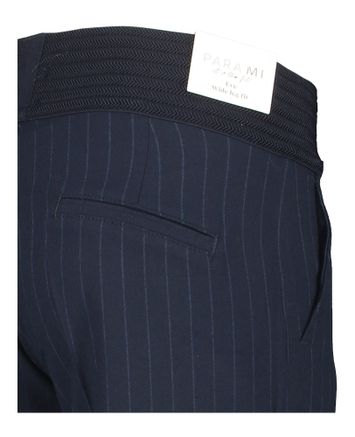 Donkerblauwe gestreepte broek met wide leg fit met hoge taille Eve City Para Mi