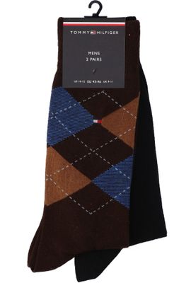 Coffee brown kousen duo pack Check Tommy Hilfiger