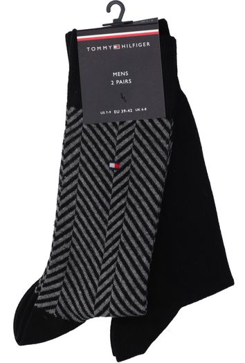 Zwarte kousen met visgraat duo pack Tommy Hilfiger 