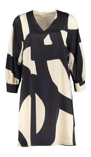 Beige jurk met zwarte print Pinky Atmos