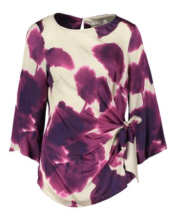 Multicolor bloes met bloemenprint en knoop in de taille Feride Atmos
