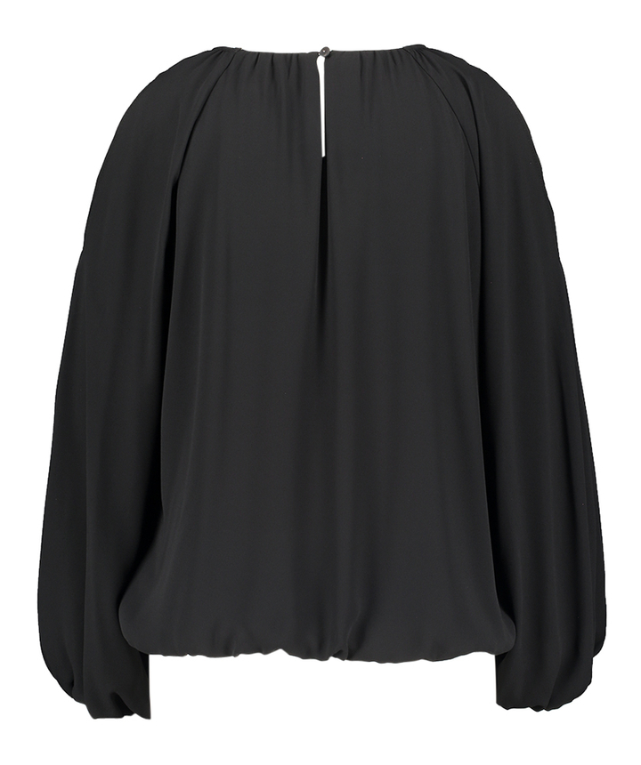 Zwarte bloes met open en glitter detail aan de hals schouder Menfi Atmos