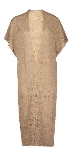 Taupe kleurige gehaakte lange gilet Garina Atmos