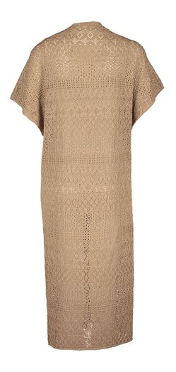 Taupe kleurige gehaakte lange gilet Garina Atmos