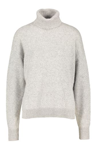 Lichtgrijze wollen pull met rolkraag Twins