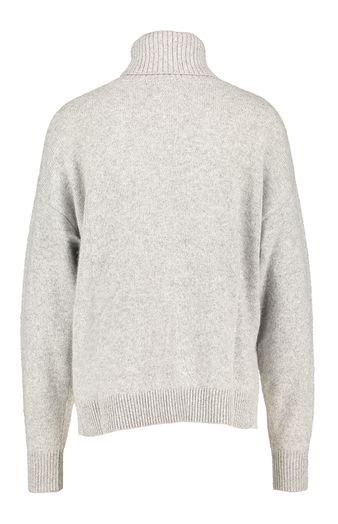 Lichtgrijze wollen pull met rolkraag Twins