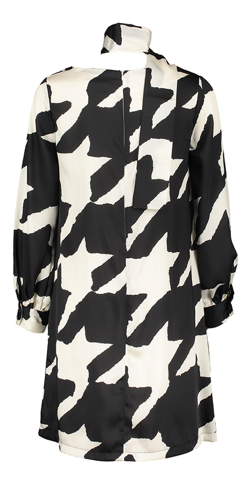 Ecru zwart gevlekte jurk met lint Nada Senso 483734