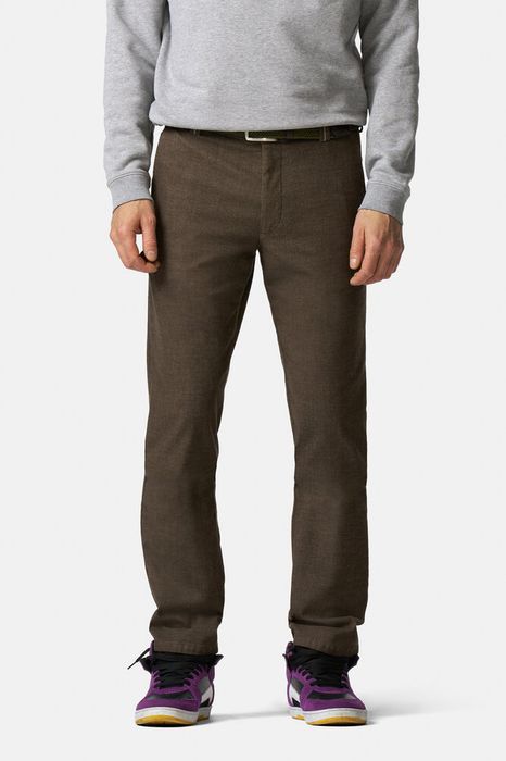 Bruine comfortabele chino met stretch Meyer
