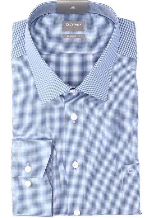 Wit katoenen hemd ( comfort fit ) met ruiten en lange mouwen Olymp
