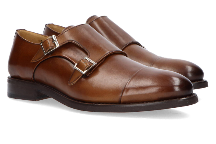 Cognackleurige veterschoenen met gesp Clyde Cordwainer