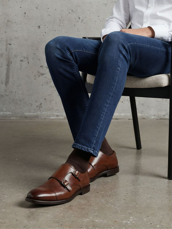 Donkerbruine veterschoenen met gesp Clyde Cordwainer