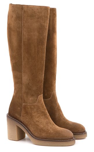 Cognackleurige hoge boots met rits Triver Flight