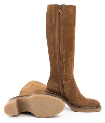 Cognackleurige hoge boots met rits Triver Flight