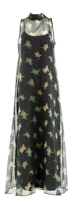 Staud Zwarte lange voile jurk met bloemenprint Albee