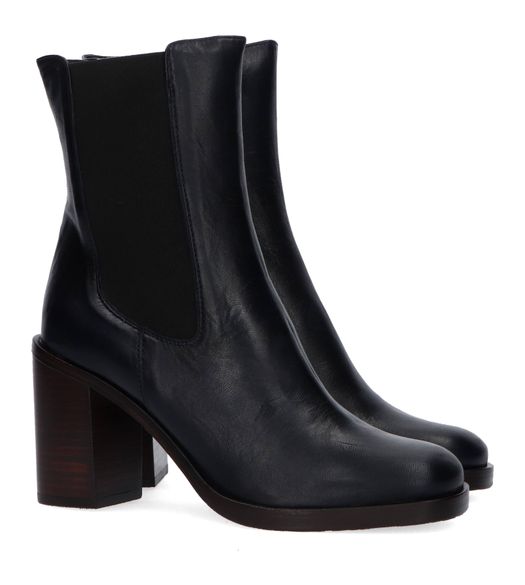 Navy blue bottines met rits en blokhak Zinda