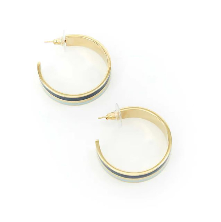 Lavendelblauwe gestreepte oorbellen Tokyo Draeger 