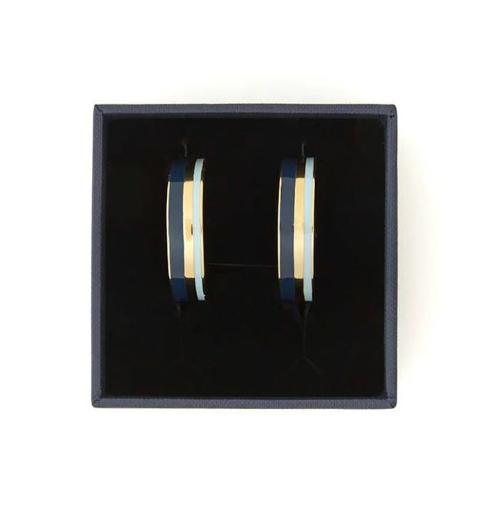 Lavendelblauwe gestreepte oorbellen Tokyo Draeger 