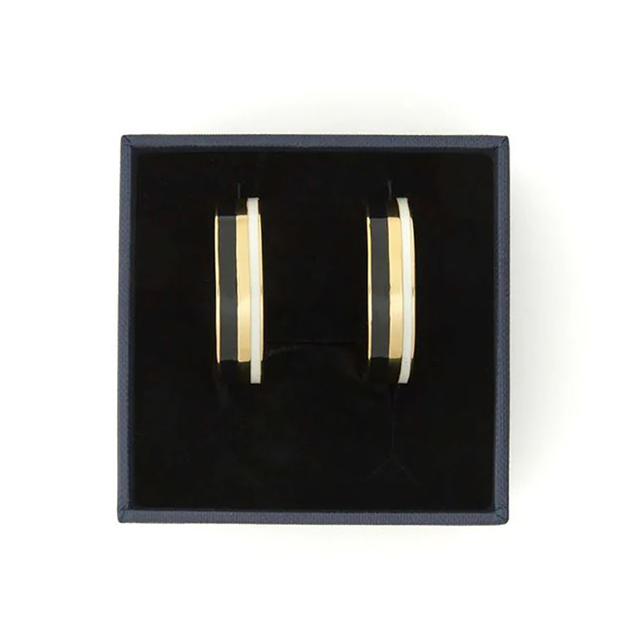 Zwart met goud gestreepte oorbellen Hoop Draeger 