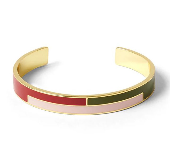 Kaki en roze emaille armband Intemporel Draeger