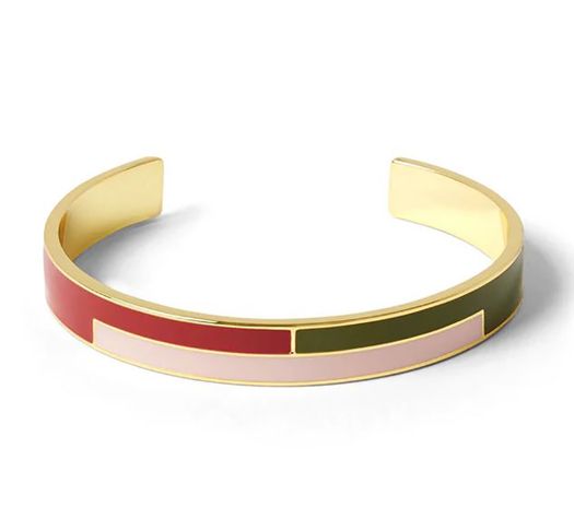 Kaki en roze emaille armband Intemporel Draeger
