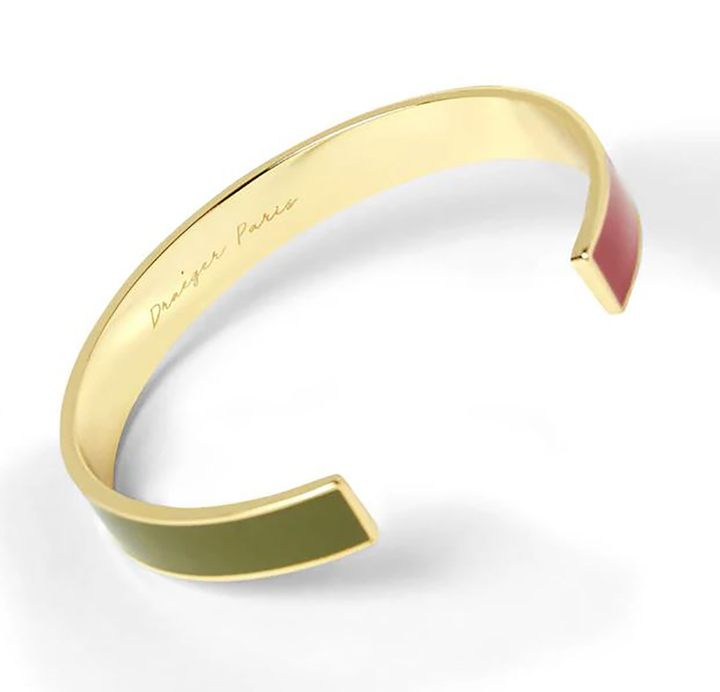 Kaki en roze emaille armband Intemporel Draeger