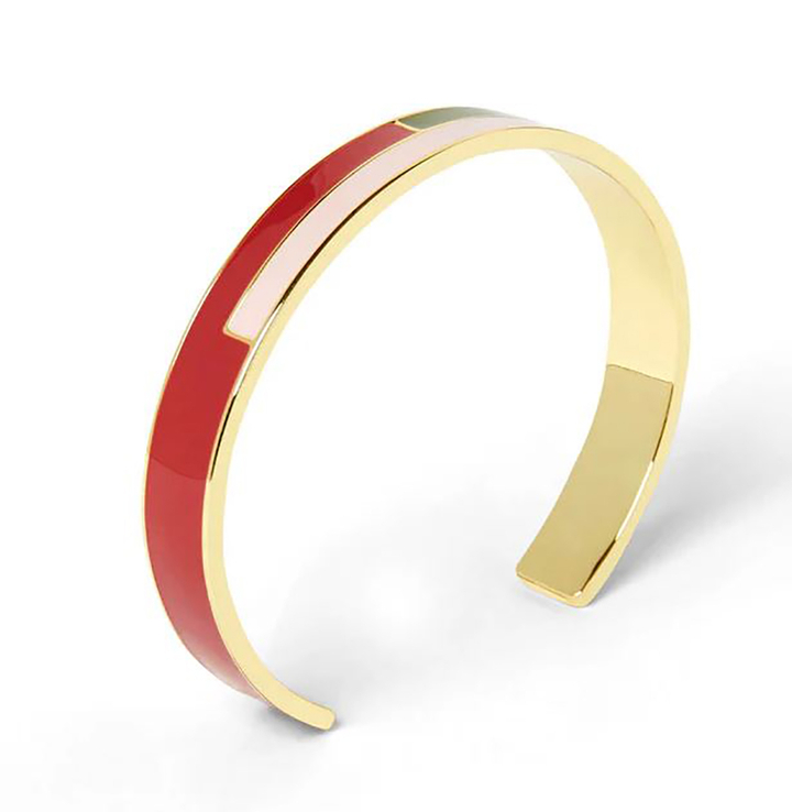 Kaki en roze emaille armband Intemporel Draeger
