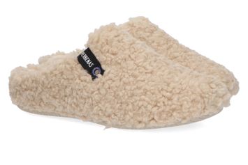 Curly beige slippers York Verbenas