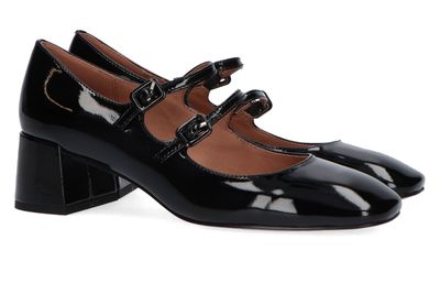 Zwarte glanzende ballerina's met blokhak Bibi Lou
