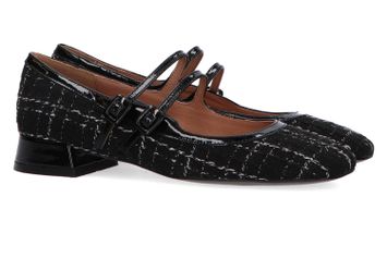 Zwarte ballerina's met wit strepenpatroon Bibi Lou