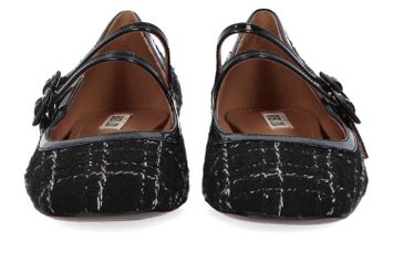 Zwarte ballerina's met wit strepenpatroon Bibi Lou