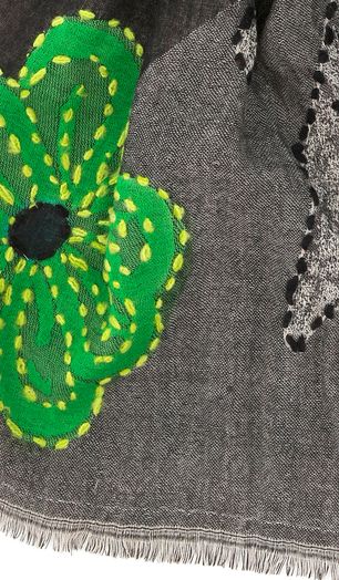 Multicolor wollen sjaal met bloemenprint 