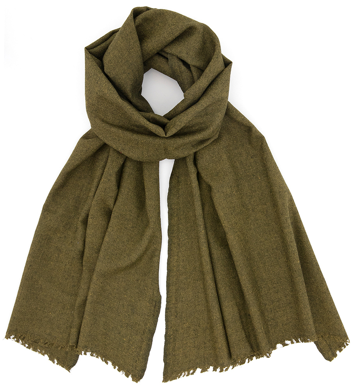 Kaki kleurige wollen sjaal Bo'vie