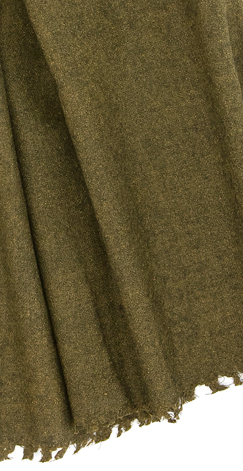 Kaki kleurige wollen sjaal Bo'vie