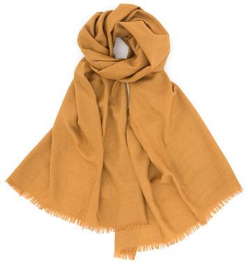 Camelkleurige wollen sjaal Bo'vie