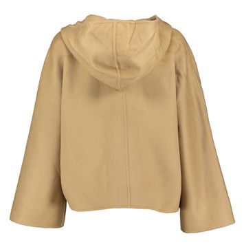 Camelkleurige mantel met goudkleurige sluiting en kap Kove BA&SH