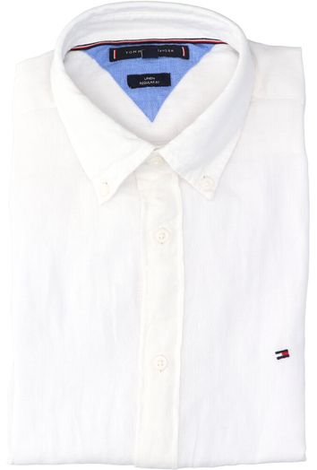 Optic white linnen hemd ( regular fit) en korte mouwen Tommy Hilfiger 
