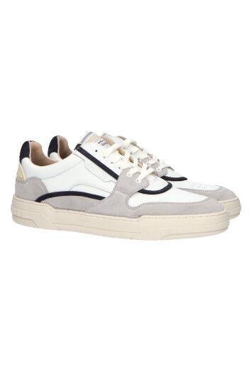 Witte lage sneakers met grijze en blauwe details Floris Van Bommel