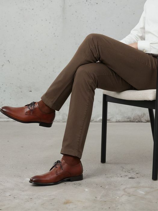 Cognac kleurige geklede veterschoenen Floris Van Bommel