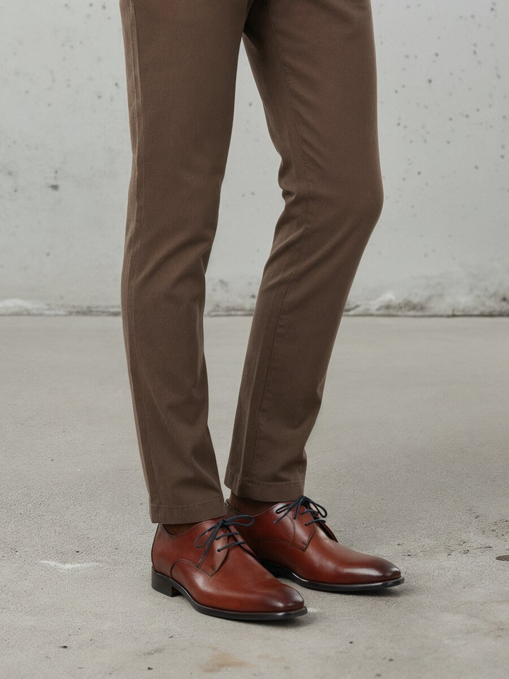 Cognac kleurige geklede veterschoenen Floris Van Bommel