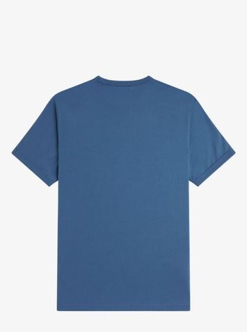 Blauwe t-shirt met donerblauw merklogo Fred Perry 