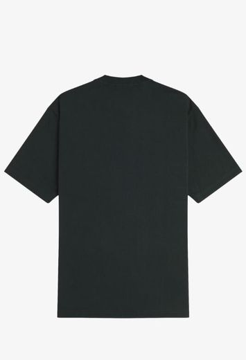 Kaki t-shirt met oranje merklogo Fred Perry 