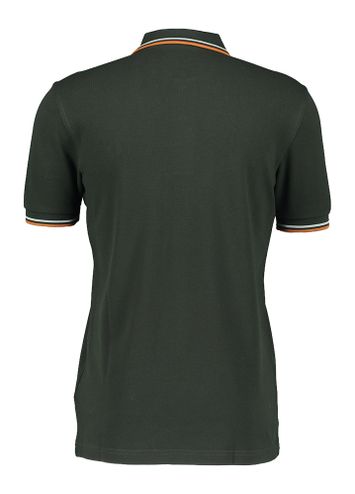 Donkergroene katoenen polo met kleurdetail aan kraag en mouwen Fred Perry