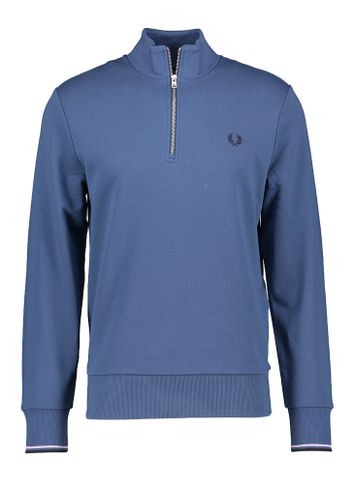 Blauwe sweater met korte rits Fred Perry